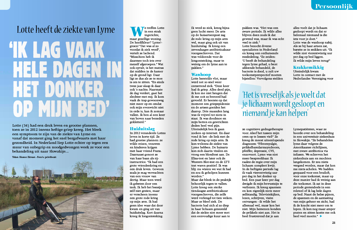 Lotte heeft de ziekte van Lyme